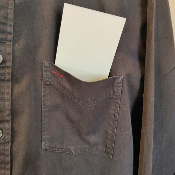 Men's Izod Oceanside Twill Long Sleeve Shirt Black Size XL - Picture 5 of 10